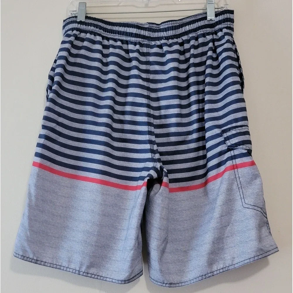 RS Surf Men's Board Shorts Striped Elastic Waist Drawstring Pockets‎ Size M